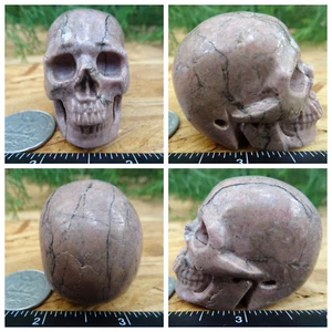 1.98" Rhodonite Skull Carved Stone 131.4g 4.6oz Crystal Healing Realistic - Bild 1 von 12