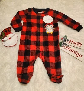 Koala Baby Boy's Christmas Plaid Penguin Coverall Footies, SZ 3-6M - Picture 1 of 1