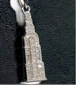 0.25ctw Empire State Building Pendant Necklace in Platinum over Sterling Silver - Picture 1 of 7
