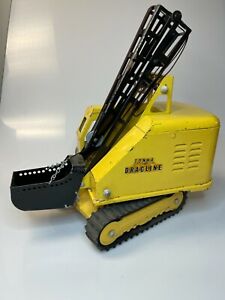 Vintage TONKA Toy DRAGLINE CRANE 1960's Construction Yellow with Rubber Tracks