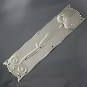 Art Nouveau Nickel Finger Plate  - Picture 1 of 5