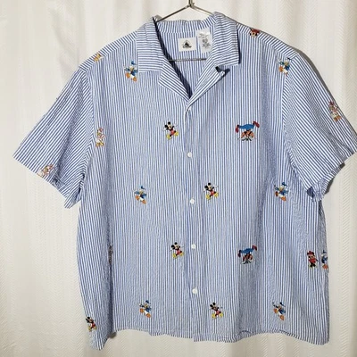 Camisa abotonada de Mickey Mouse & Friends Seersucker de los parques de Disney talla 3XL vintage Foto 1 de 4