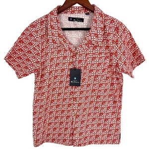 NEW NWT Ben Sherman LINEN BLEND BOYS Sz XL 18 Orange Shirt Top Beach Tropical - Picture 1 of 9