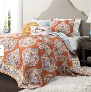 The Curated Nomad La Boheme 5-teiliges Quilt-Set - orange - komplett - Queen - Bild 1 von 3