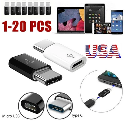 1-20x  Micro USB to USB 3.1 Type-C Data Adapter Converter For Samsung LG Google - Image 1 of 4