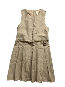 Lands End Kids Jumper Dress Girls Size 16 Khaki Pleated School Uniform (K179) - Picture 1 of 10