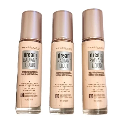 3pk  Maybelline Dream Radiant Liquid Hydrating Foundation #10 Porcelain Ivory  - Image 1 of 4