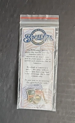 Milwaukee Brewers Baseball Club Salutes Heroes Commemorative American Flag Pin - Image 1 of 4