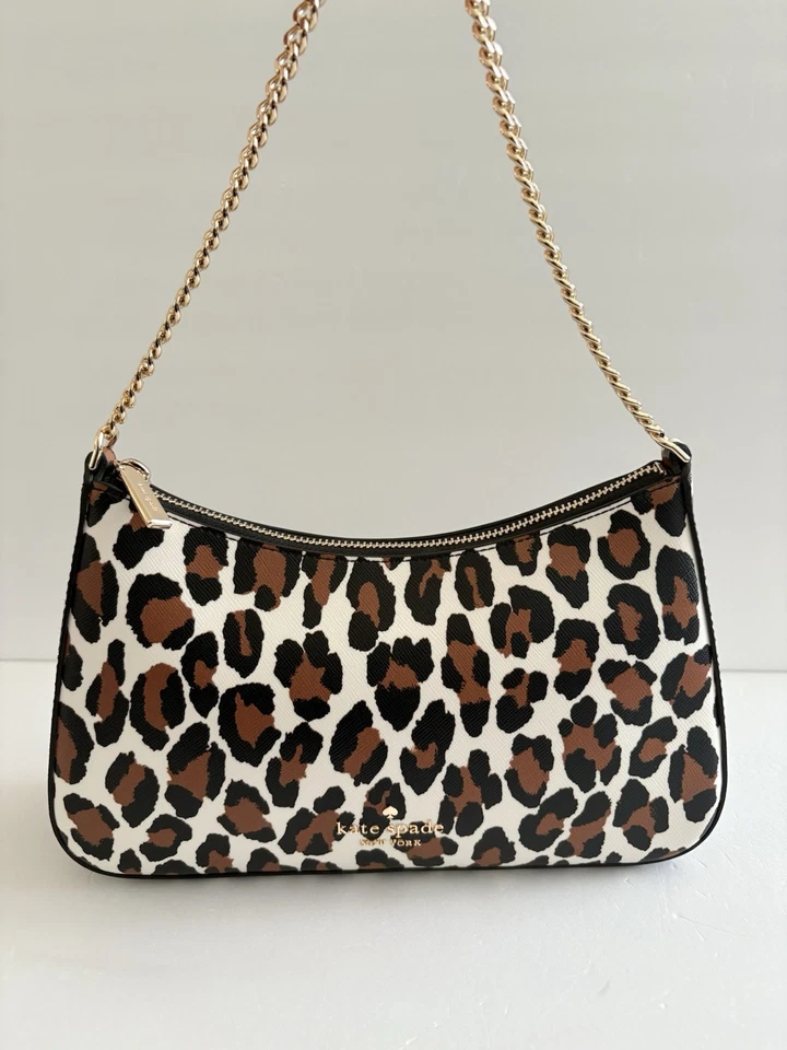 Bolso de Mano Kate Spade Madison Estampado de Leopardo - Bolso de Hombro con Correa de Cadena Dorada Nuevo sin Etiquetas Foto 1 de 4
