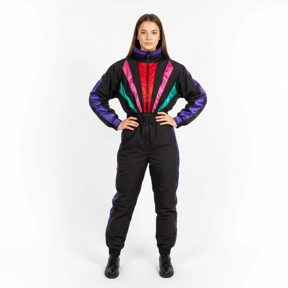 Traje de esquí Skea Paris-Val para mujer 8 años 80 bloques de colores con cinturón (de colección) Foto 1 de 4