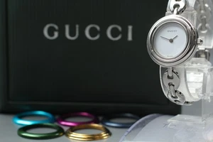 [Casi COMO NUEVO] GUCCI 11/12.2L 6 colores cambio bisel plata cuarzo reloj para mujer - Imagen 1 de 13