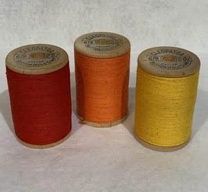 3 VTG AMERICAN Thread Co Large Wood Spools Cleopatra Buttonhole Gimp 2 Oz. - Picture 1 of 23