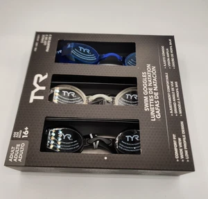 TYR Unisex Adult Swimming Goggles 3 Pack UV Protection Anti-fog 4 Removable Nose - Picture 1 of 1