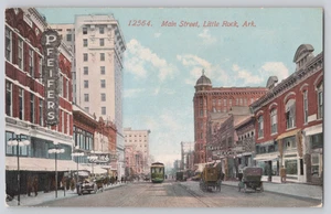 Main Street Little Rock Arkansas Trolley Scene Postcard ~1910s - Picture 1 of 3