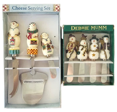 Debbie Mumm Muñeco de Nieve Queso Servir Esparcidor Juegos Navidad Invierno Mercado de Boston Foto 1 de 4