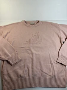 Vintage Rare Lord Jeff Crew Neck Pink Sweater Sailboat On Front Sz XL USA Made! - Picture 1 of 9