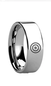 Captain America Shield Logo Stainless Steel Band Finger Ring Size 10 - Picture 1 of 2