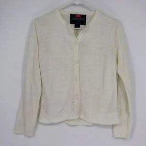 French Toast Official Schoolwear White Button Front Cardigan Sweater Size 14 - Picture 1 of 12