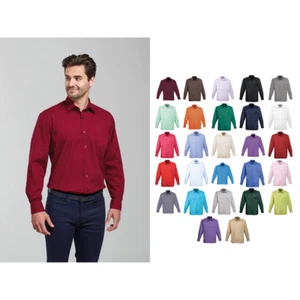 Premier Long Sleeve Poplin Shirt (PR200) - Unisex Formal Official Workwear S - Picture 1 of 25