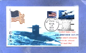 USS THRESHER SSN-593 Lost Submarine Memorial Photo Cachet Naval Pictorial PM - Picture 1 of 1