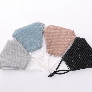 Cotton Reusable Women Fashion Decorative Mask Glitter Sequin Party Face Masks - Picture 1 of 10