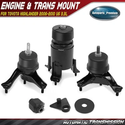 Soporte de motor y transmisión 4 piezas para Toyota Highlander 2006-2010 V6 3,3 L Foto 1 de 4