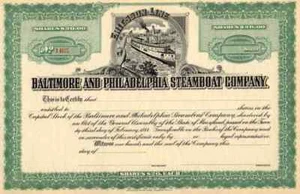 Early 1900s Baltimore & Philadelphia Steamboat Stock Certificate - Picture 1 of 1
