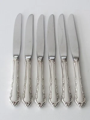 Столовые приборы Reed & Barton DRESDEN ROSE посеребренные 6 ОБЕДЕННЫХ НОЖЕЙ 1953 - Изображение 1 из 3