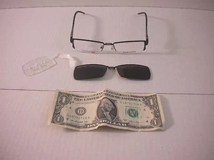 Takumi Black & Purple Eyeglasses Frames w/ Polarized Magnetic Clip on - Picture 1 of 6