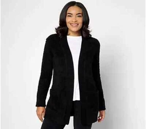 Barefoot Dreams CozyChic Ribbed Knit Trim Cardigan-Black-Small-NEW-A615050 - Picture 1 of 1