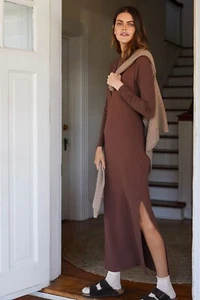 Nuevo con etiquetas Anthropologie Delgado Cuello en V Vestido Marrón M - Imagen 1 de 3