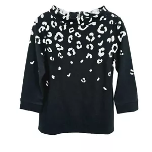 Suéter Top Talbots Jacquard Ombre Estampado Leopardo S Negro Blanco Tejido Cremallera Espalda Nuevo - Imagen 1 de 13