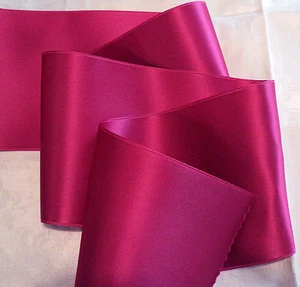 2" WIDE SWISS DOUBLE FACE SATIN RIBBON-  BEAUTY-HOT PINK-   BTY - Picture 1 of 1