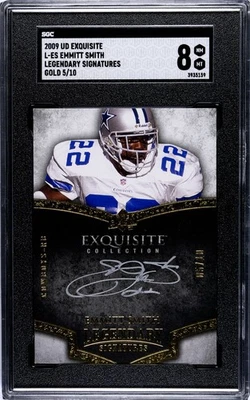 2009 Upper Deck Exquisite Legendary Signatures.  Emmitt Smith Gold 5/10 SGC 8 - Image 1 of 2