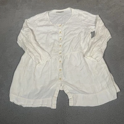 Vestido de lino para mujer grande blanco con botones túnica Lagenlook verano boho lino Foto 1 de 4