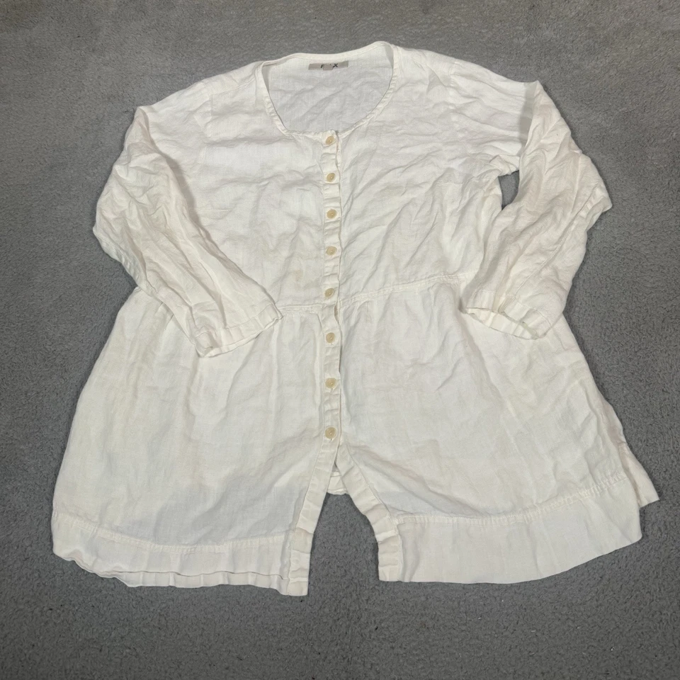 Vestido de lino para mujer grande blanco con botones túnica Lagenlook verano boho lino Foto 1 de 4