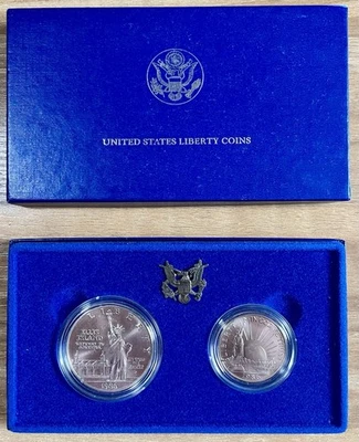 1986 United States Liberty Coins Uncirculated Silver $1 & Clad Half! 😎 - Image 1 of 4