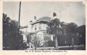 Fernandina Florida Colonel Borden Residence, s/w Lithographie Vintage PC U19268 - Bild 1 von 2