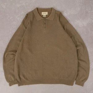 Eddie Bauer Vintage Button Knitted Jumper XL Cotton Men's Khaki Green Sweater - Picture 1 of 6