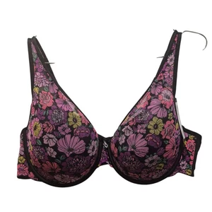 Neu Curvy Couture transparenter Mesh Push Up BH Gr. 42C Retro Rosen Blumen - Bild 1 von 6