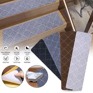 1-20X Stair Pads Set Carpet Stair Treads 76 x 20cm Non Slip Adhesive Step Mats - Picture 1 of 28