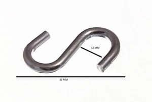 S Hook Utility Kitchen Rack Hook 1 1/2 Inch 38mm ZP Steel With Pack Size 10 - Imagen 1 de 1