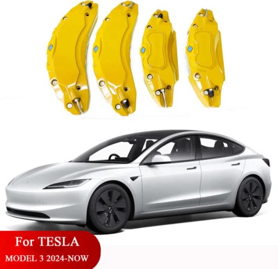 Juego de 4 piezas de cubierta de pinzas de freno para accesorios Tesla Model 3 2024 2025 2026 Foto 1 de 4