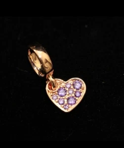 AUTHENTIC Pandora Purple Pave Tilted Heart Dangle Charm 789405C01 NEW - Picture 1 of 11