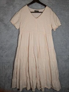 Mikarose Midikleid 2XL Pfirsich Bescheiden Ösen Stufen Ostern Kirche - Bild 1 von 11