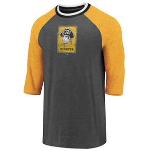 Pittsburgh Pirates Cooperstown Collection Classics Logo 3/4 Sleeve Shirt New - Picture 1 of 2