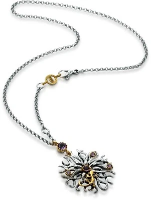 Catenina con ciondolo radici argento 925 brunito e ametista naturale Mikò - Immagine 1 di 3