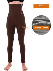 Women's High Waist Compression Top Tummy Control Thick Fleece Lined Leggings 