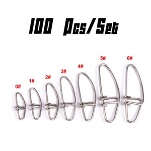 HKAA 100x Stainless Steel Fishing Lure Link Crosslock Snap Gear Crosslock Snap - Picture 1 of 15