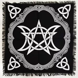 Tarot Witchcraft Card Altar Cloths Square 18" Triple Moon Pentagram Table Napkin - Picture 1 of 5